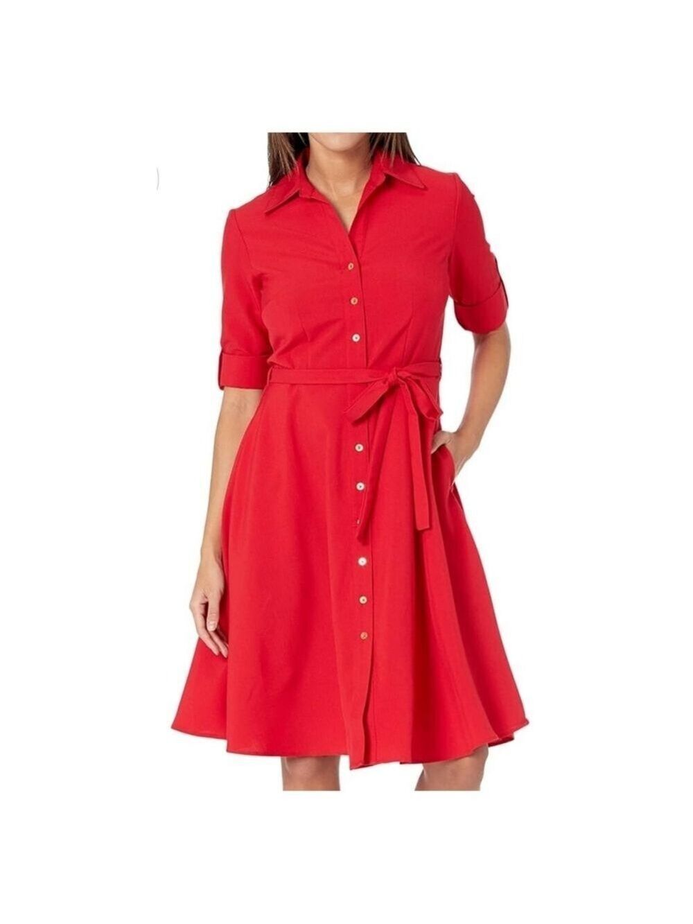 Sharagano Red Button-Down Dress NWOT #2628